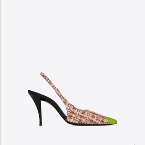 NIB SAINT LAURENT Tweed Slingbacks